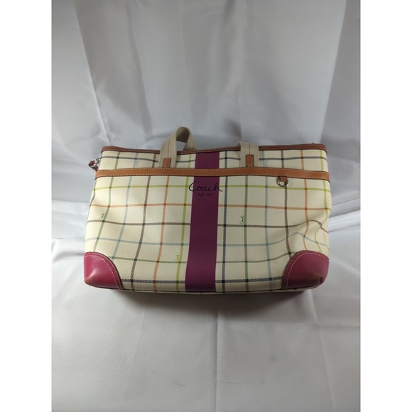Coach Handbags - COACH Tattersall Multicolored Coated Canvas Diaper Bag  Fl4792 See Pictures